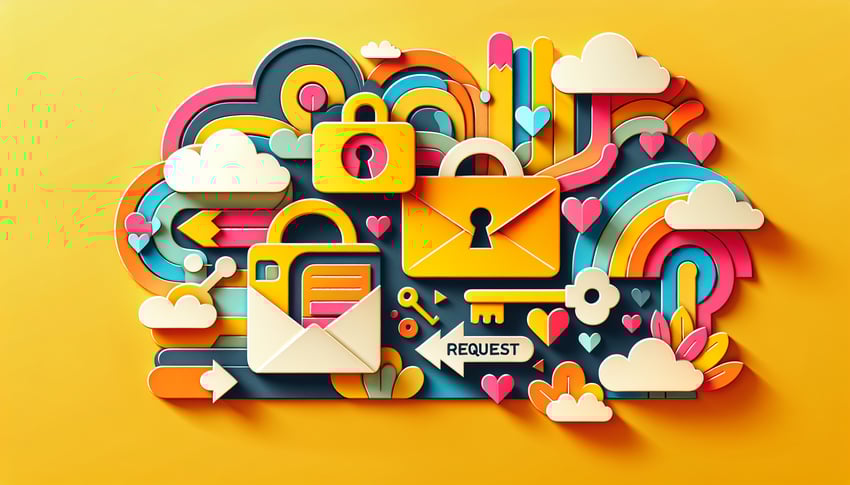 Paper art illustration showcasing a password reset request form template design for FormCreatorAI article