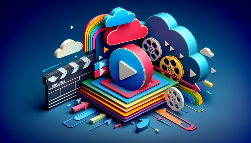 Paper art illustration depicting an online video upload form design for FormCreatorAI