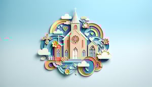 Paper art illustration featuring a church directory form template for FormCreatorAI article.