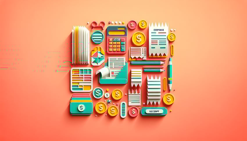 Paper art illustration representing an expense request form for FormCreatorAI article