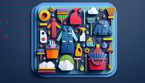 Paper art illustration depicting a cleaning job application form with neat layout and checkboxes.