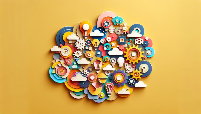 Paper art illustration displaying a user story template for FormCreatorAI article