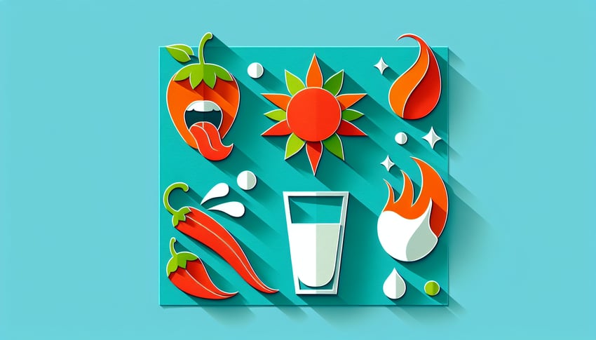 Paper art illustration depicting a spicy food waiver form with decorative elements related to food and spice.