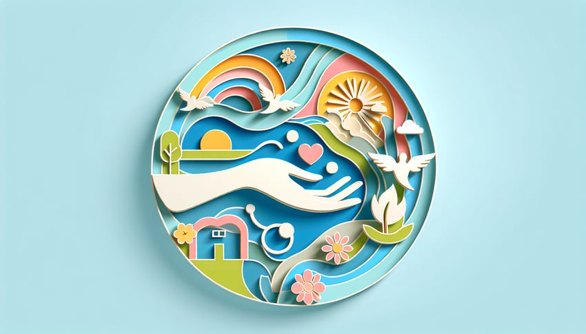 Paper art illustration depicting a hospice certification form template for terminal illness documentation.