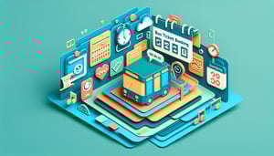 Paper art illustration depicting a bus ticket booking form for FormCreatorAI article.