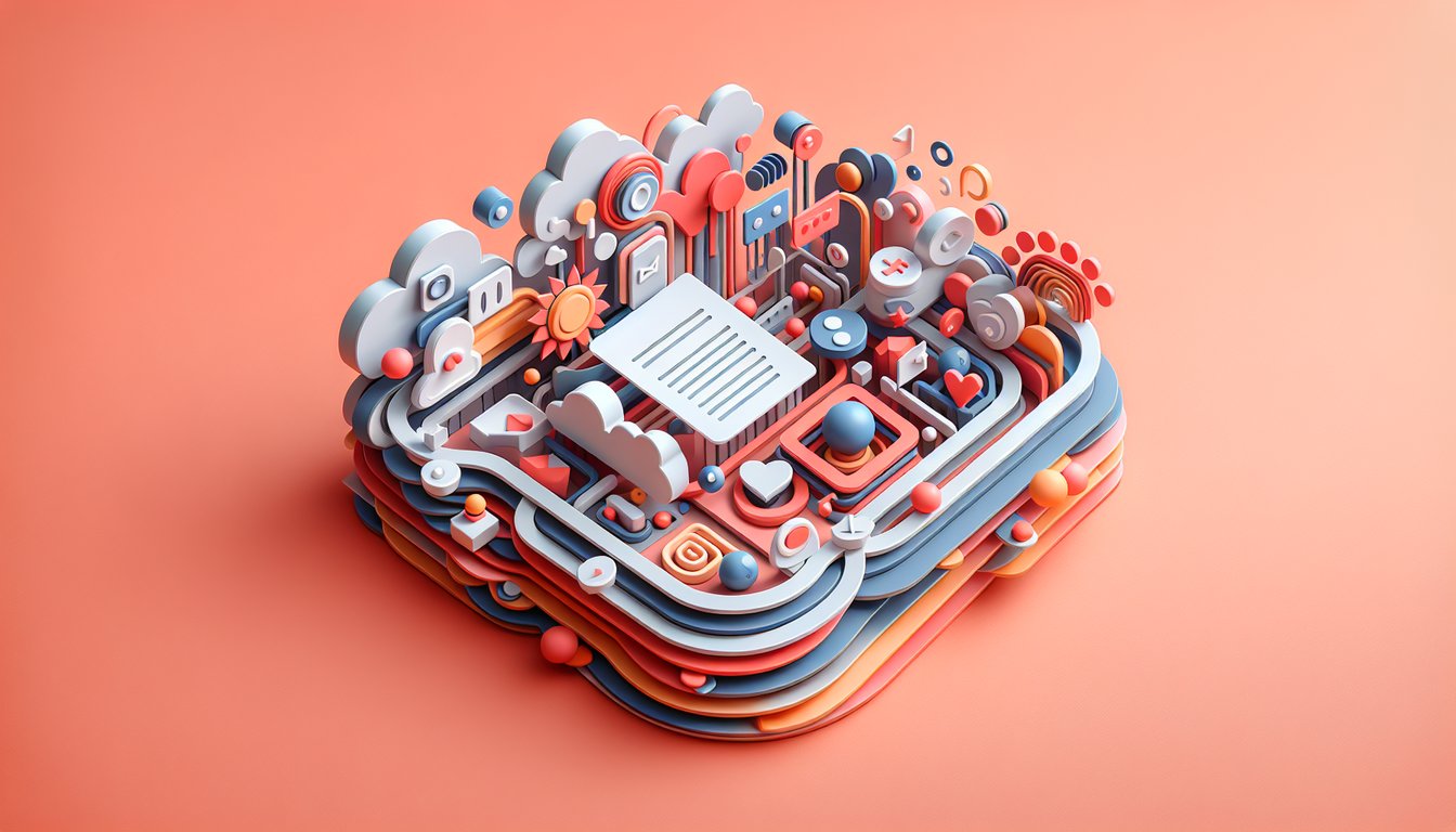 paper art illustration depicting forms, integrations, and webhooks in a digital automation context