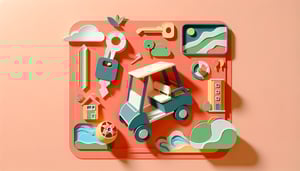 Paper art illustration related to golf cart rental application form template for FormCreatorAI article