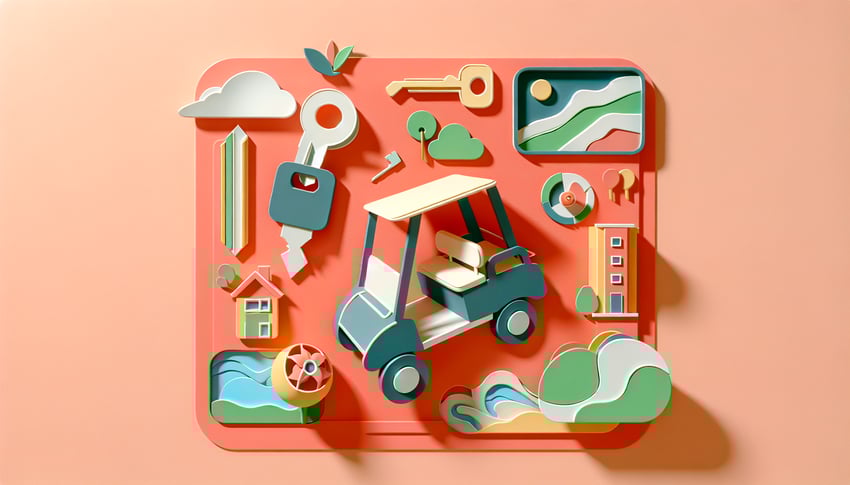 Paper art illustration related to golf cart rental application form template for FormCreatorAI article