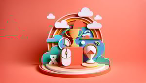 Paper art illustration depicting an online contest application form for FormCreatorAI article