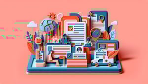 Paper art illustration depicting a work permit application form for FormCreatorAI article