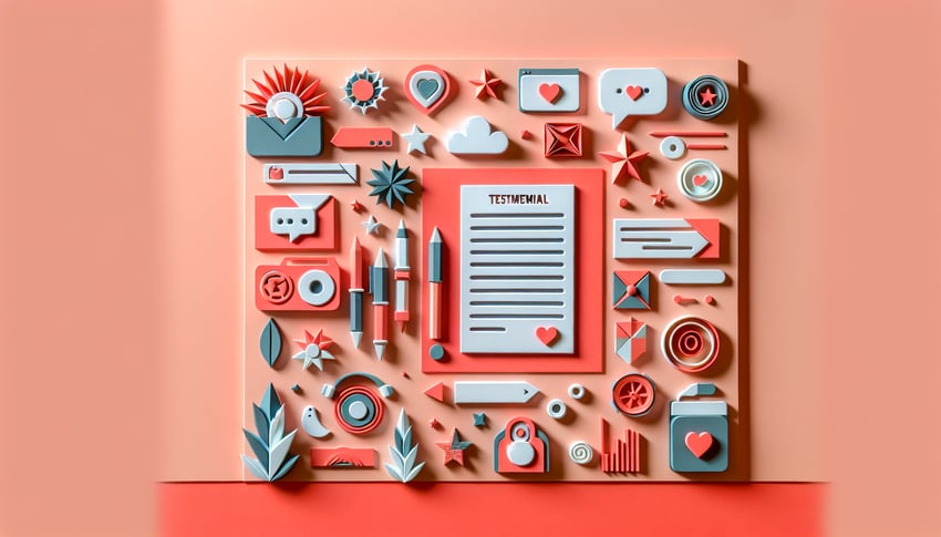 Paper art illustration highlighting a testimonial form template for FormCreatorAI article
