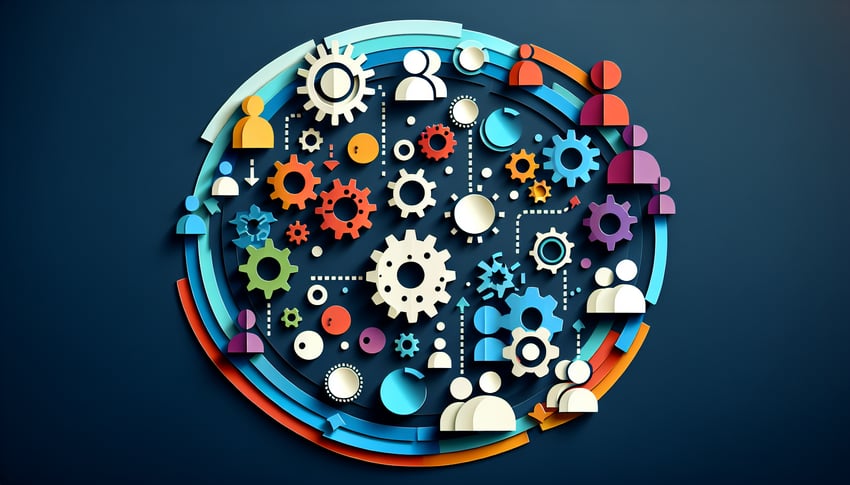 Paper art illustration depicting a community shift report form for FormCreatorAI article