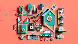 Paper art illustration representing an asset and liability information form template for FormCreatorAI article