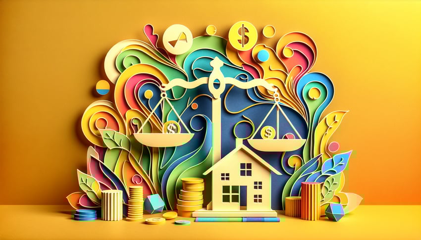Paper art illustration depicting a real estate counter offer form for FormCreatorAI article