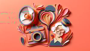 Paper art illustration representing a senior photography questionnaire for FormCreatorAI