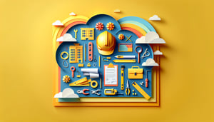 Paper art illustration representing a building inspection checklist for the FormCreatorAI article