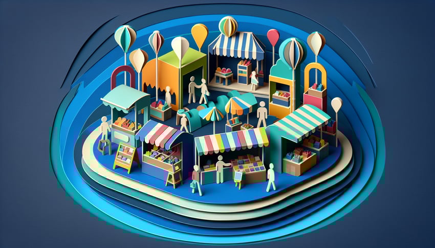 Paper art illustration depicting a vendor profile form template for FormCreatorAI article