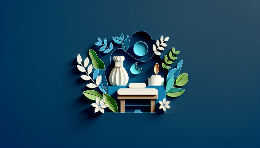 Paper art illustration of a spa consent form template for an article on FormCreatorAI.