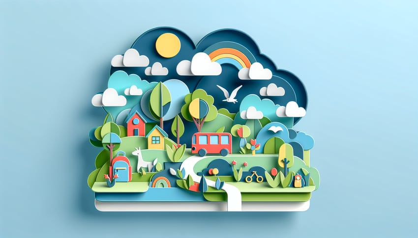 Paper art illustration depicting a field trip approval request form with school-themed elements and a creative layout