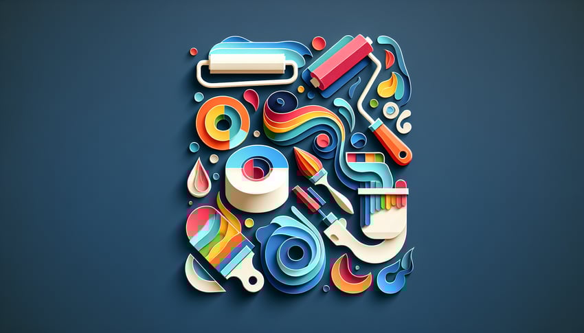 Paper art illustration related to painting contract form template and FormCreatorAI.