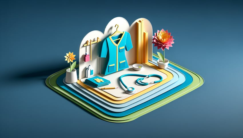 Paper art illustration representing a home care aide registration form for FormCreatorAI article.