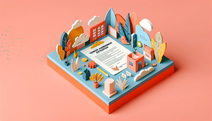 Paper art illustration representing a vendor agreement extension form for FormCreatorAI article