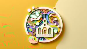 Paper art illustration featuring a church membership renewal form template for FormCreatorAI article.