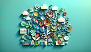 Paper art illustration depicting a manager effectiveness survey form design for FormCreatorAI article