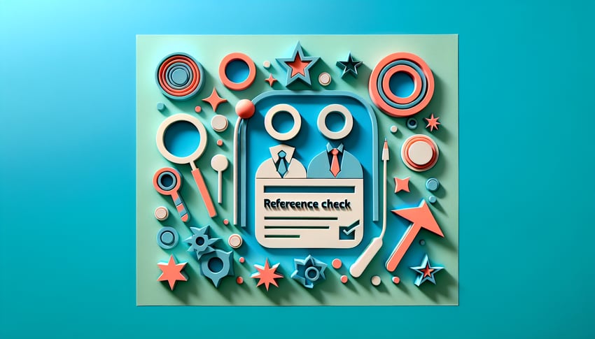 Paper art illustration depicting an employee reference check form for FormCreatorAI article