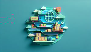 Paper art illustration depicting a delivery report form with various sections and designs for a template article.