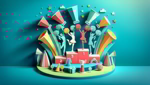 Paper art illustration related to a cheer team interest form template with vibrant colors and cheerleading elements.