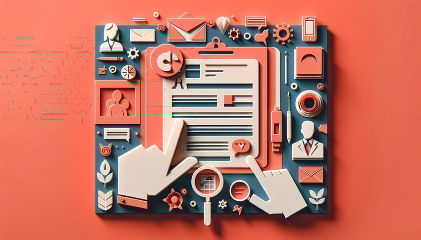 Paper art illustration depicting a sample survey form for FormCreatorAI article