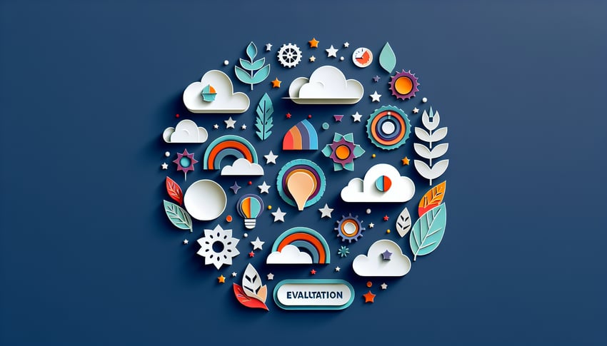 Paper art illustration representing a mentee evaluation form for FormCreatorAI article