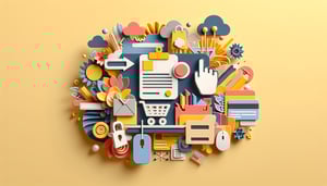 Paper art illustration depicting a purchase requisition form template for FormCreatorAI article