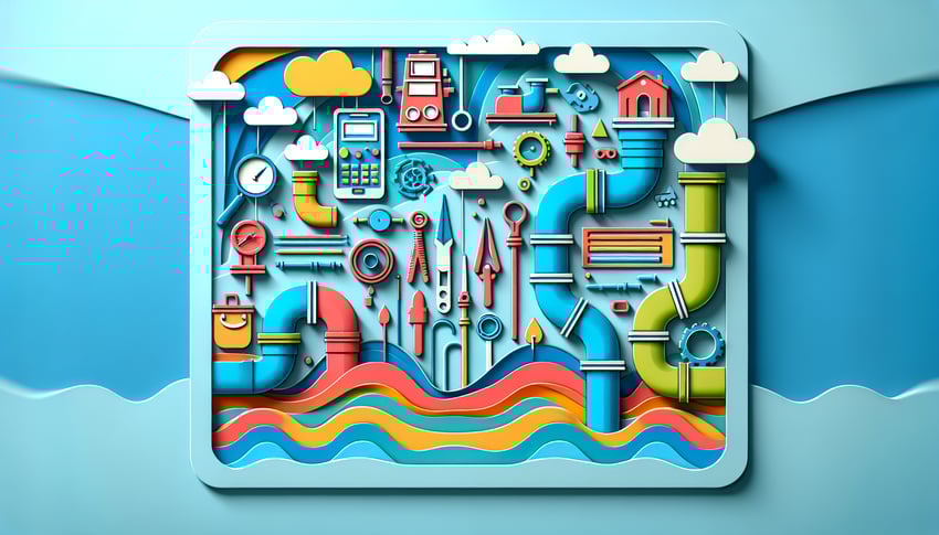 Paper art illustration featuring drainage survey elements for FormCreatorAI article.