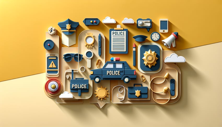 paper art illustration showcasing police incident report template for FormCreatorAI article