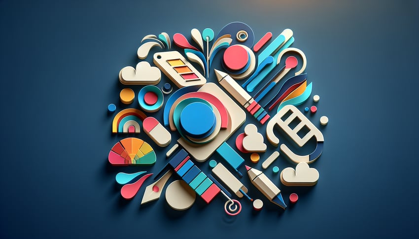 Paper art illustration showcasing a logo design questionnaire form template for FormCreatorAI article