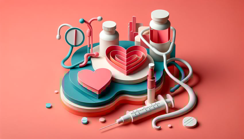 Paper art illustration featuring a medical intake form with lines and checkboxes for patient information.