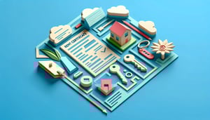 Paper art illustration depicting a rent certificate form for FormCreatorAI article
