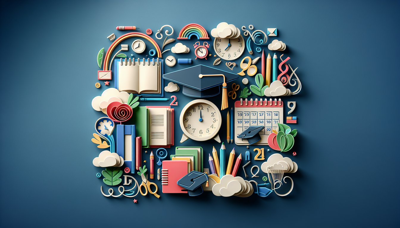 Paper art illustration depicting a school registration form with school-themed elements and design details