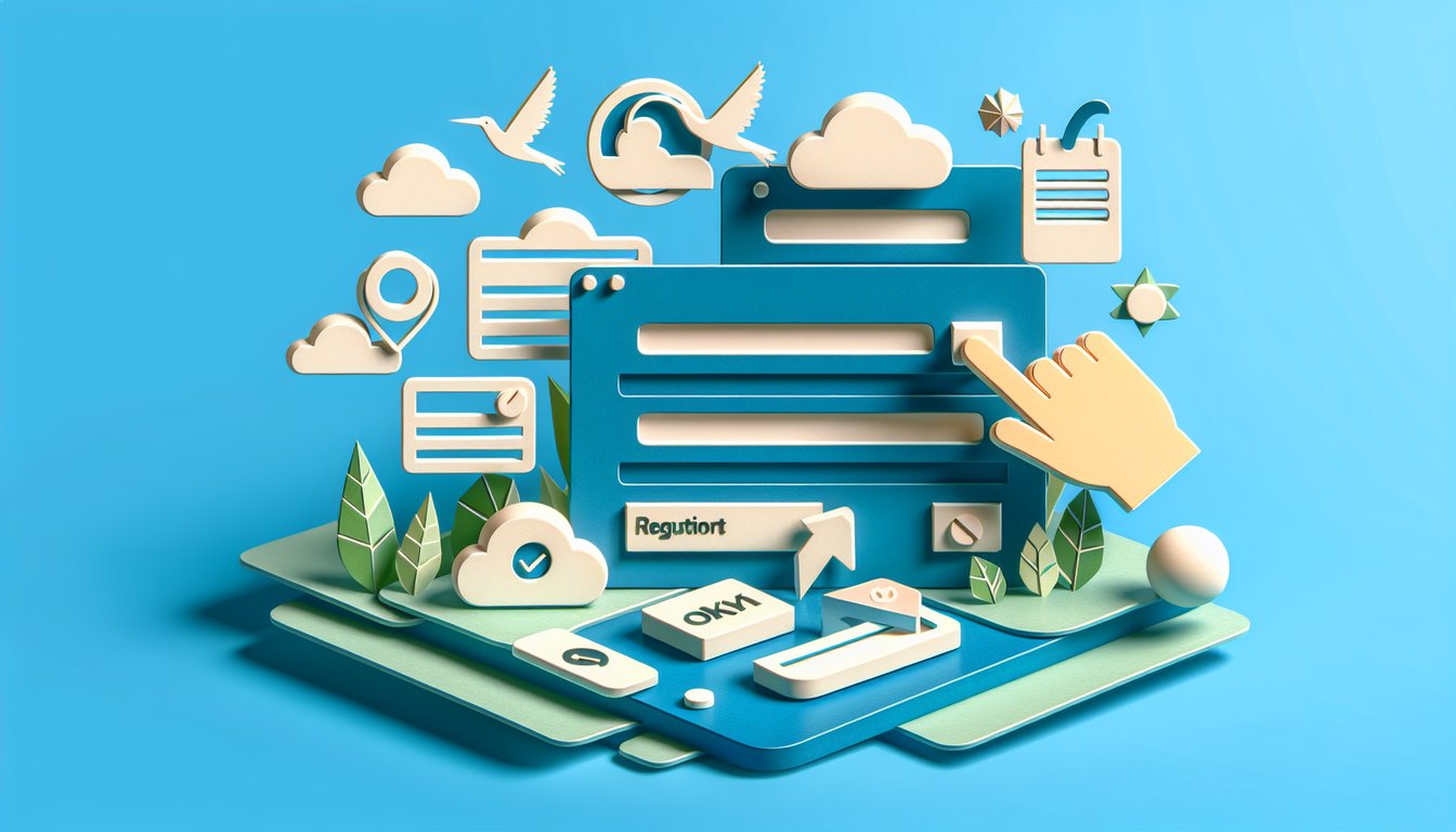 Paper art illustration depicting seamless registration and sign-up forms for reducing friction and preserving data integrity