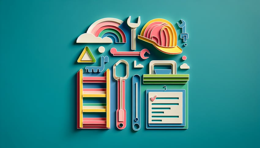 Paper art illustration representing a ladder inspection form template for FormCreatorAI article