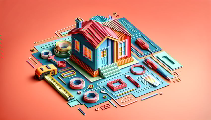 Paper art illustration depicting a manufactured home appraisal form template for FormCreatorAI article