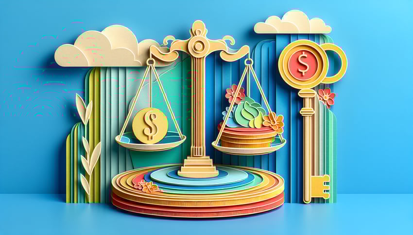 paper art illustration depicting a service fee agreement template for FormCreatorAI article