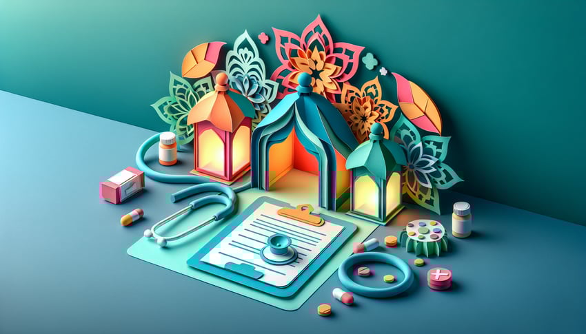 Paper art illustration depicting a health insurance claim form template concept for FormCreatorAI article.