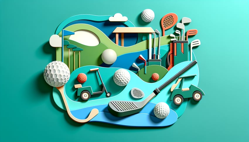 Paper art illustration showcasing a golf registration form design for FormCreatorAI article