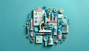 Colorful paper art illustration depicting a research form template and tools for digital form creation.