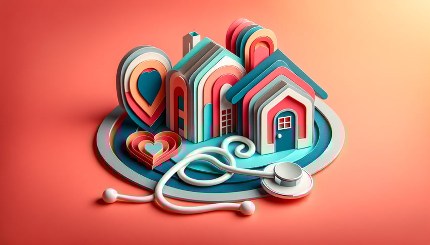 Paper art illustration depicting a home health physician order form template for FormCreatorAI article