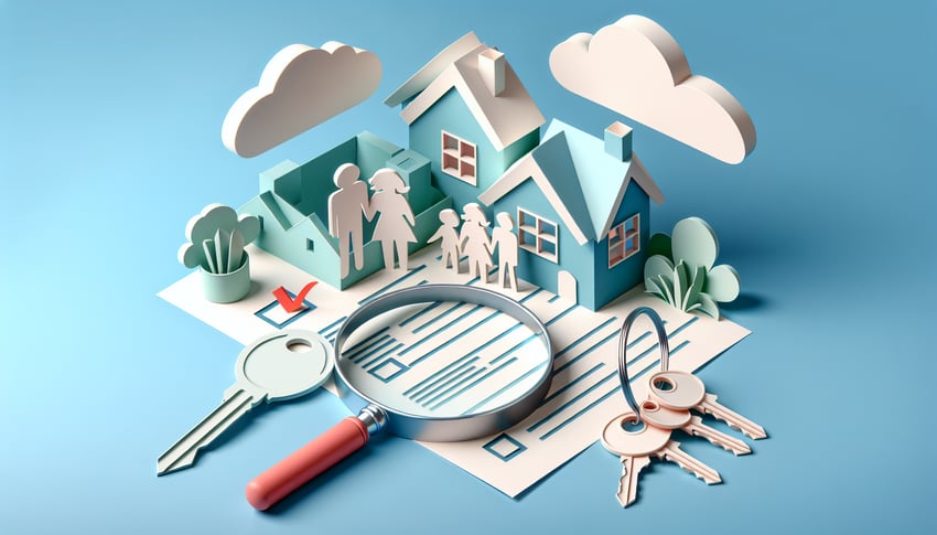 Paper art illustration showcasing a house buyers information checklist form for FormCreatorAI article