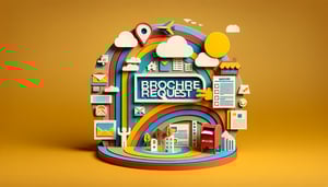 Paper art illustration showcasing a brochure request form template for FormCreatorAI